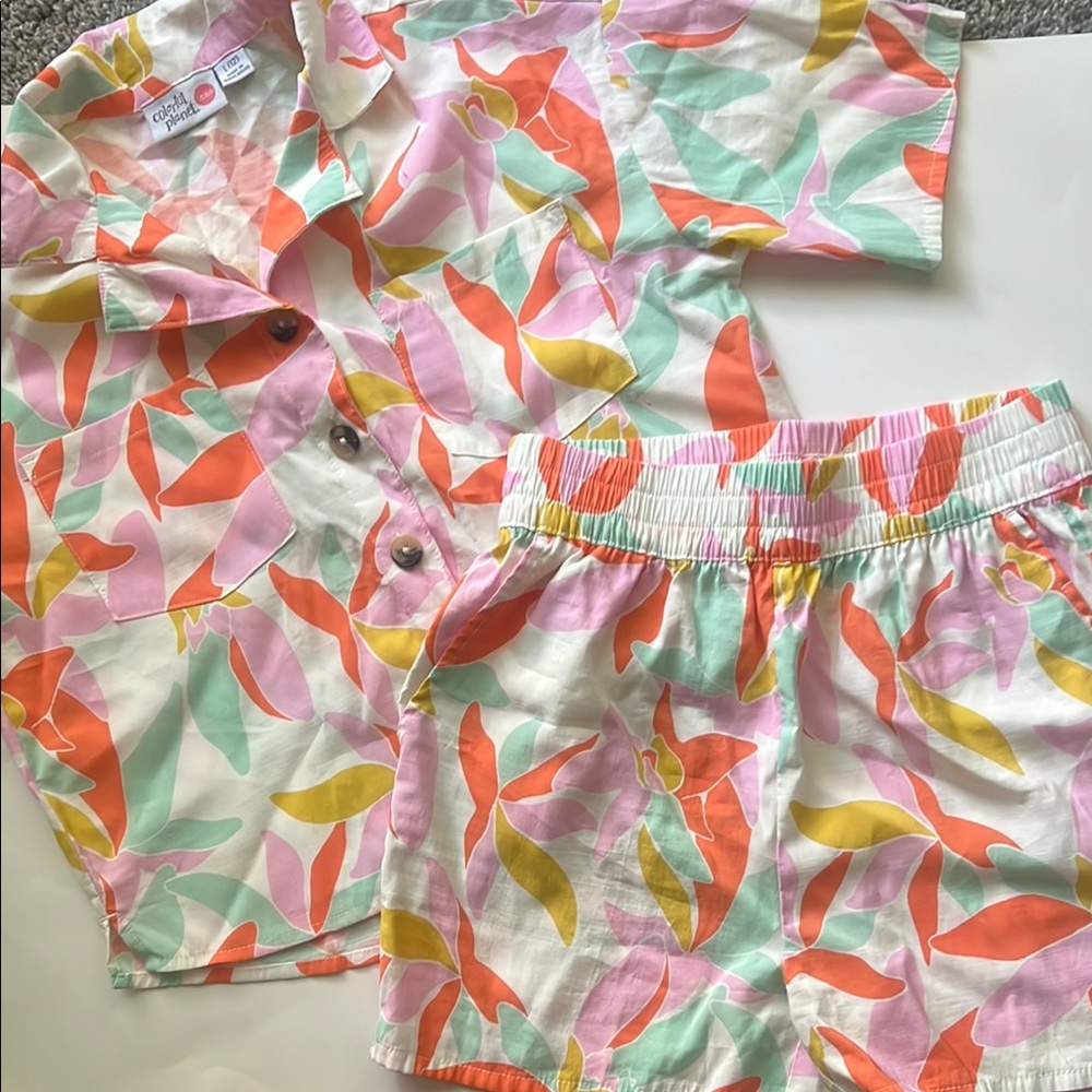 Colorful Planet Kids Matching Set - Pink, Orange, Green Size 12